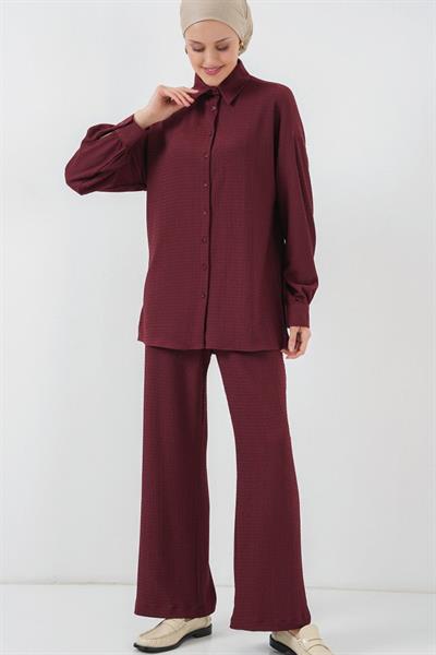 Örme Tesettür Alt Üst Takım 6711 - Bordo