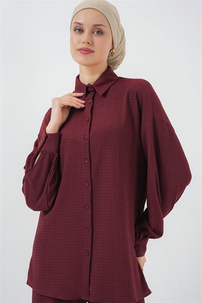 Örme Tesettür Alt Üst Takım 6711 - Bordo