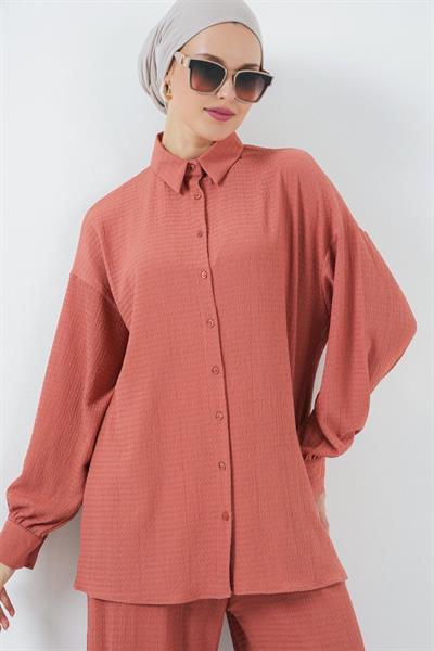 Örme Tesettür Alt Üst Takım 6711 - Gül Kurusu