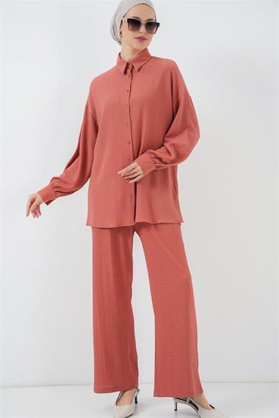 Örme Tesettür Alt Üst Takım 6711 - Gül Kurusu