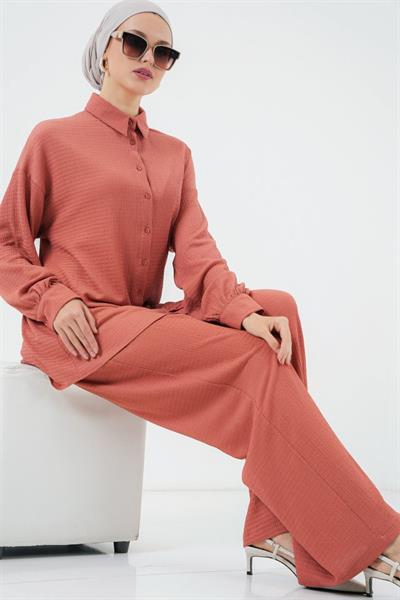 Örme Tesettür Alt Üst Takım 6711 - Gül Kurusu