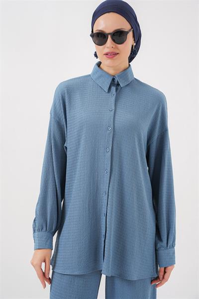 Örme Tesettür Alt Üst Takım 6711 - İndigo