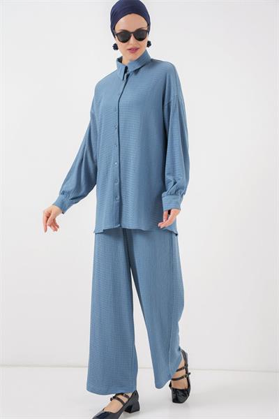 Örme Tesettür Alt Üst Takım 6711 - İndigo