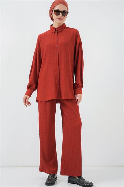 Örme Tesettür Alt Üst Takım 6711 - Kiremit