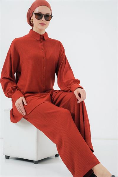 Örme Tesettür Alt Üst Takım 6711 - Kiremit