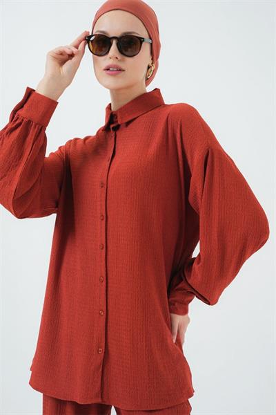 Örme Tesettür Alt Üst Takım 6711 - Kiremit