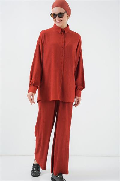 Örme Tesettür Alt Üst Takım 6711 - Kiremit