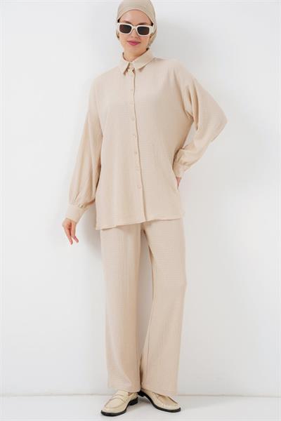 Örme Tesettür Alt Üst Takım 6711 - Krem