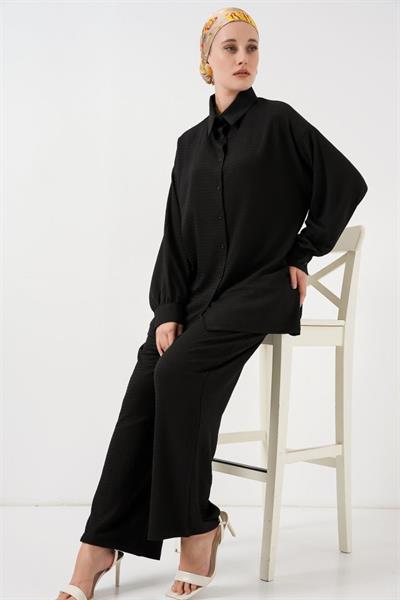 Örme Tesettür Alt Üst Takım 6711 - Siyah