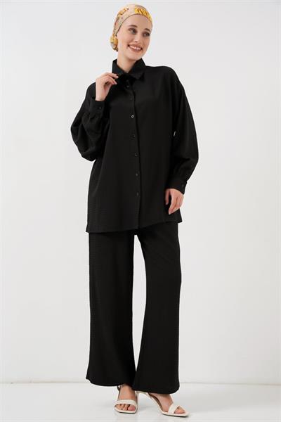 Örme Tesettür Alt Üst Takım 6711 - Siyah