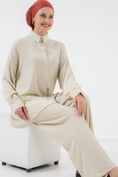 Örme Tesettür Alt Üst Takım 6711 - Taş