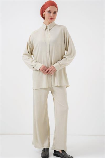 Örme Tesettür Alt Üst Takım 6711 - Taş