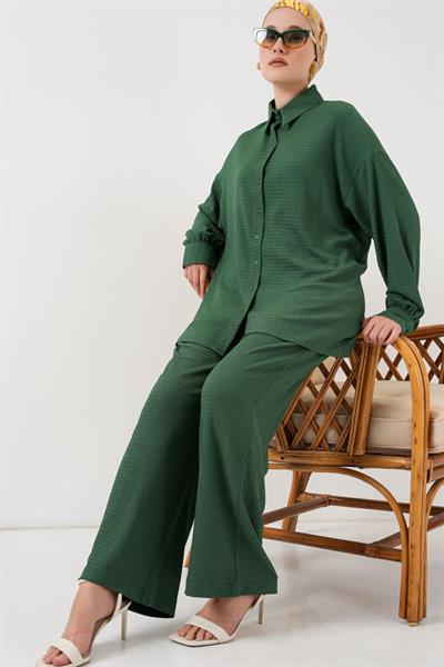 Örme Tesettür Alt Üst Takım 6711 - Zümrüt Yeşili