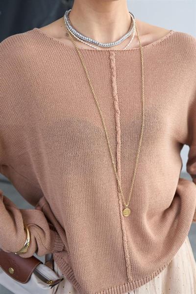 Ortadan Şeritli Kazak - Bej