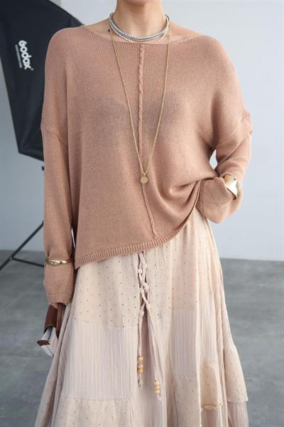 Ortadan Şeritli Kazak - Bej