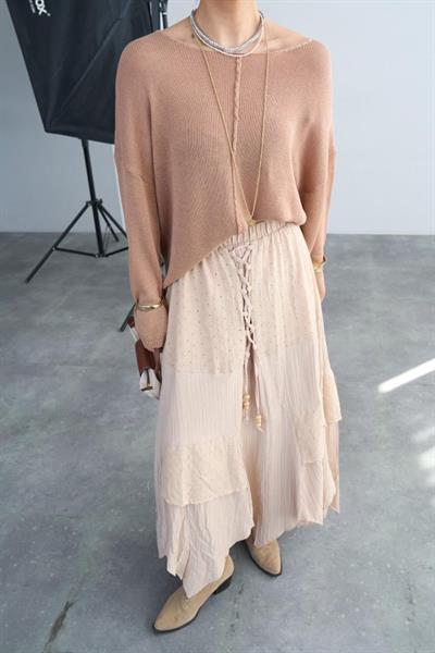 Ortadan Şeritli Kazak - Bej