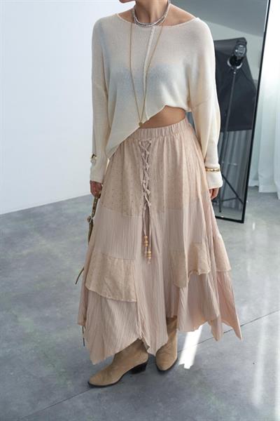 Ortadan Şeritli Kazak - Vanilya