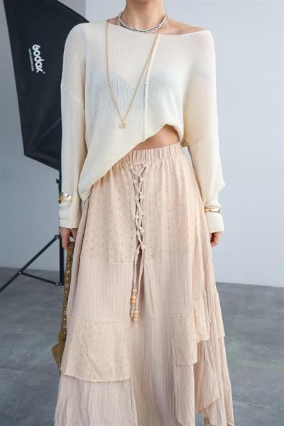 Ortadan Şeritli Kazak - Vanilya