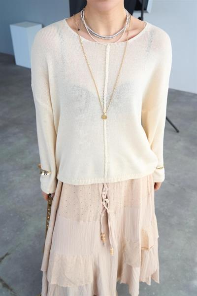 Ortadan Şeritli Kazak - Vanilya