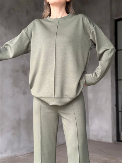 Osy Modal Yumuşak Dokulu Kumaş Bisiklet Yaka Takım- Haki