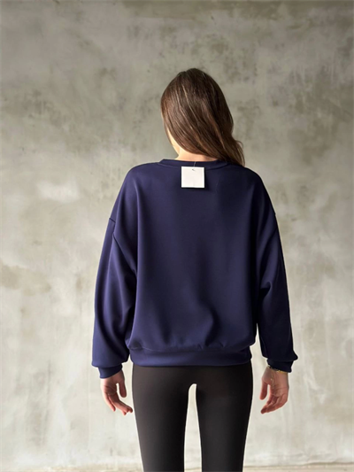 Osy Modal Yumuşak Dokulu Kumaş Bisiklet Yaka Oversize Sweatshirt - Lacivert