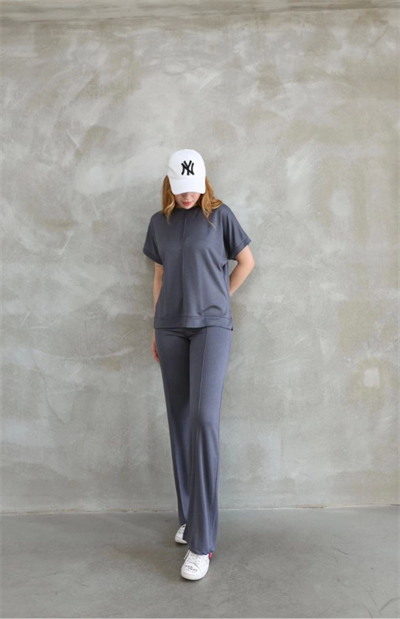 Osy Modal Yumuşak Dokulu Kumaş Bisiklet Yaka Taş Detaylı Kısa Kollu Takım - Gri