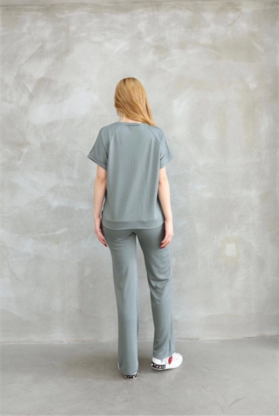 Osy Modal Yumuşak Dokulu Kumaş Bisiklet Yaka Kısa Kollu Takım - Mint Yeşili