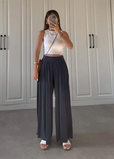 Osy Modal Yumuşak Dokulu Kumaş Boru Paça Salaş Eşofman - Antrasit