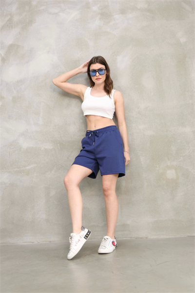 Osy Modal Yumuşak Dokulu Kumaş Kısa Şort - Mavi