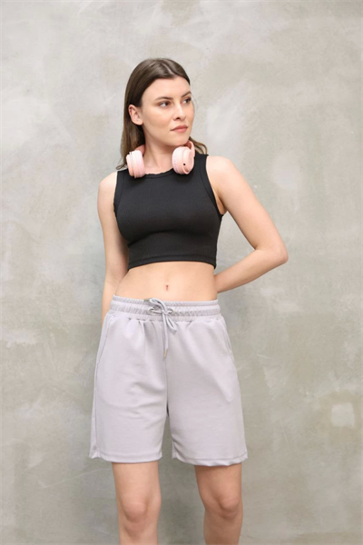 Osy Modal Yumuşak Dokulu Kumaş Kısa Şort - Gri
