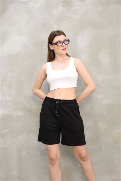 Osy Modal Yumuşak Dokulu Kumaş Kısa Şort - Siyah