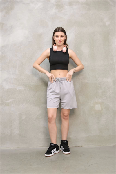 Osy Modal Yumuşak Dokulu Kumaş Kısa Şort - Gri