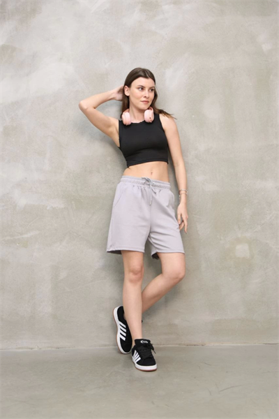 Osy Modal Yumuşak Dokulu Kumaş Kısa Şort - Gri