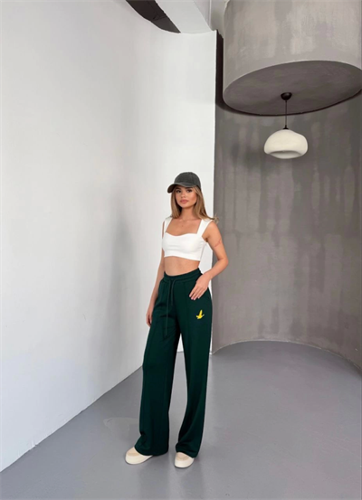 Osy Modal Yumuşak Dokulu Kumaş Nakış Işlemeli Rahat Bol Paça Eşofman Pantalon - Siyah