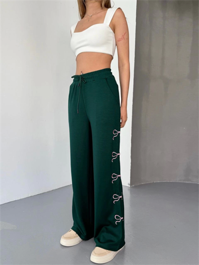 Osy Modal Yumuşak Dokulu Kumaş Nakış Işlemeli Rahat Bol Paça Eşofman Pantalon - Haki