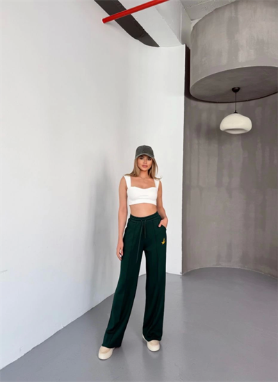 Osy Modal Yumuşak Dokulu Kumaş Nakış Işlemeli Rahat Bol Paça Eşofman Pantalon - Siyah