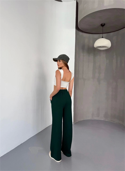 Osy Modal Yumuşak Dokulu Kumaş Nakış Işlemeli Rahat Bol Paça Eşofman Pantalon - Haki