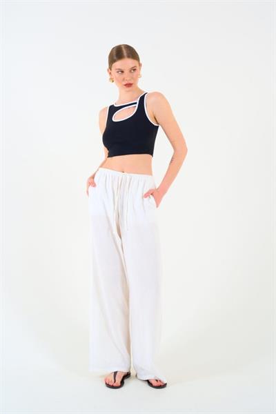 Oval Dekolteli Atlet - Siyah-Beyaz