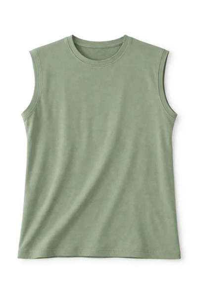 Oversize Atlet Salaş Kalıp Bisiklet Yaka Basic Yazlık Spor Bluz - Mint Yeşili