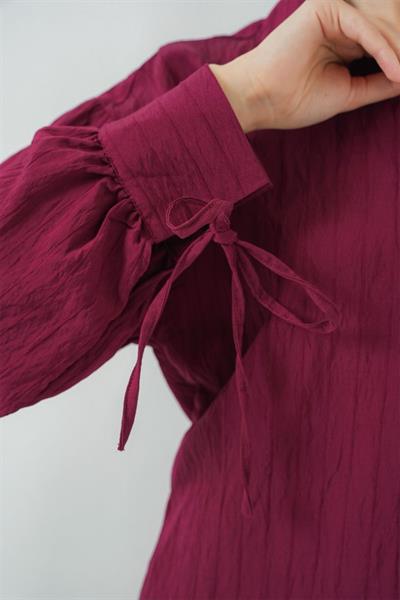 Oversize Bağcıklı Gömlek 5954 - Bordo