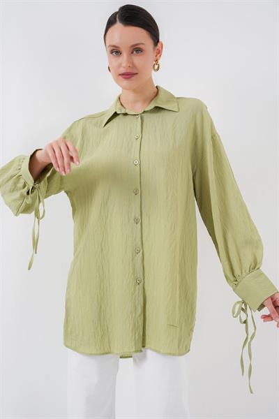 Oversize Bağcıklı Gömlek 5954 - E.Yeşil