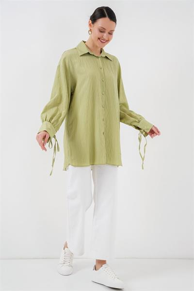Oversize Bağcıklı Gömlek 5954 - E.Yeşil