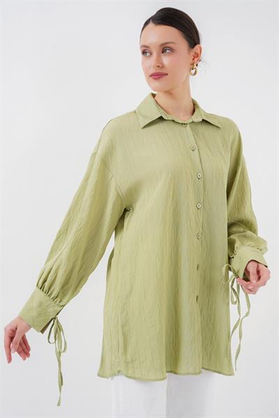 Oversize Bağcıklı Gömlek 5954 - E.Yeşil