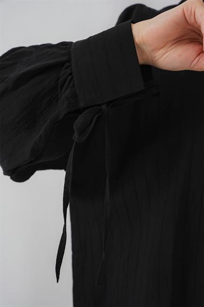 Oversize Bağcıklı Gömlek 5954 - Siyah