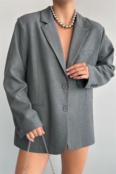 Oversize Ceket - Gri