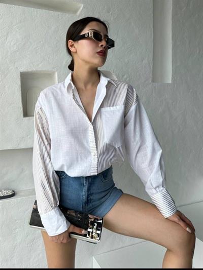 Oversize Çizgili Gömlek