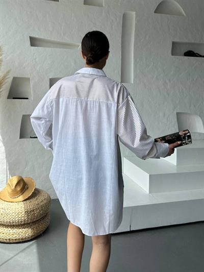 Oversize Çizgili Gömlek