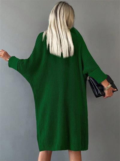 Oversize Kalıp Cepli Salaş Triko Hırka