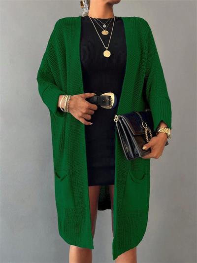 Oversize Kalıp Cepli Salaş Triko Hırka