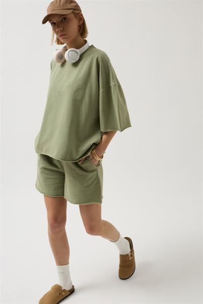 Oversize Lazer Kesim Bisiklet Yaka T-Shirt